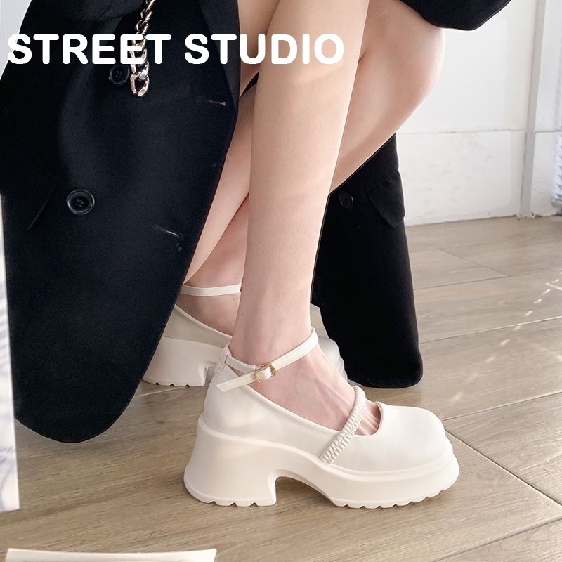 STREET STUDIO  giày búp bê đế cao lolita giày Mary Jane Đế da mềm đế thời trang FLF23A0XX8 44Z231030