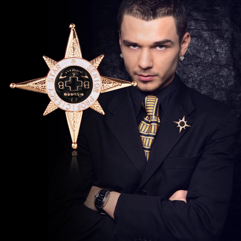 Ghim Cài Cổ Áo Hình Ngôi Sao Sáu Cánh Thời Trang Cho Nam