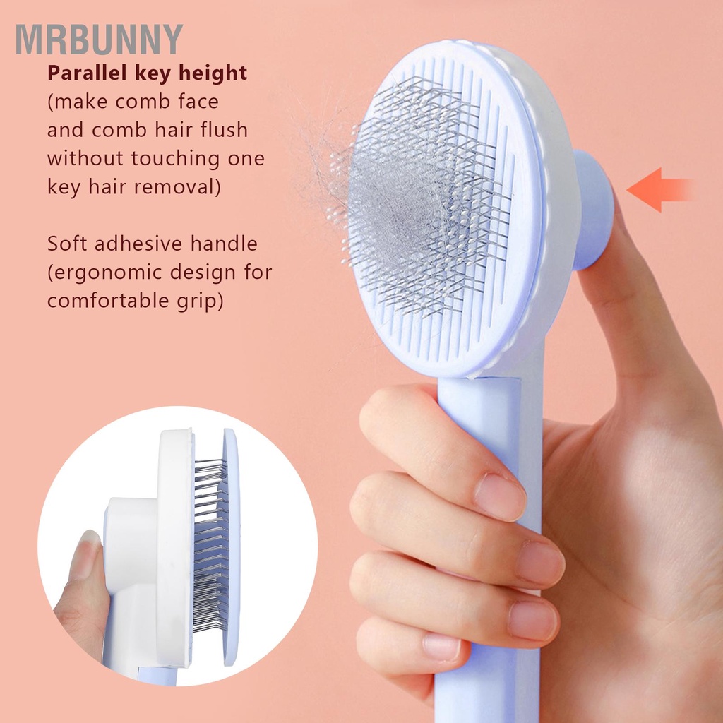 Mrbunny Bàn chải mèo chuyên nghiệp Kim tròn dày Chức năng massage lông thú cưng cho chó Thú