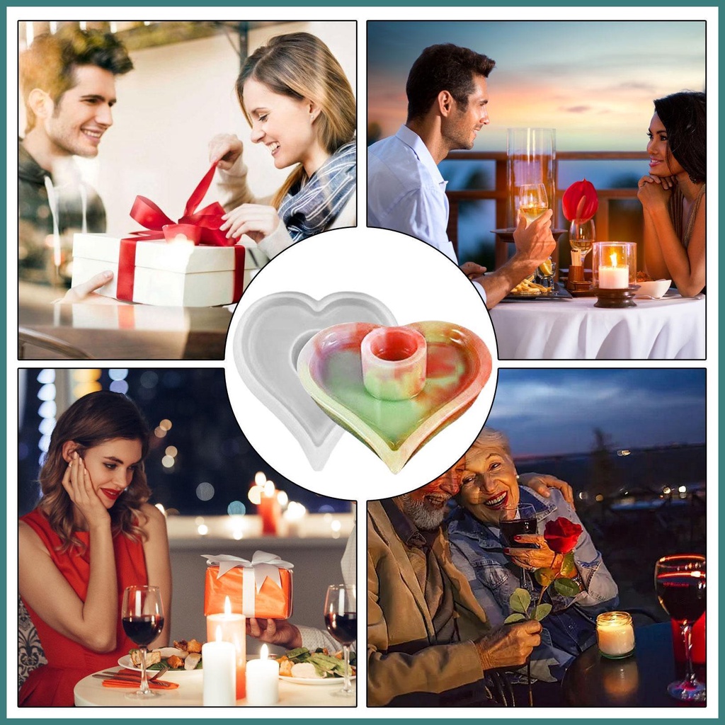 Khuôn Làm Giá Đỡ Nến Hình Trái Tim / Tròn Bằng Nhựa resin diy