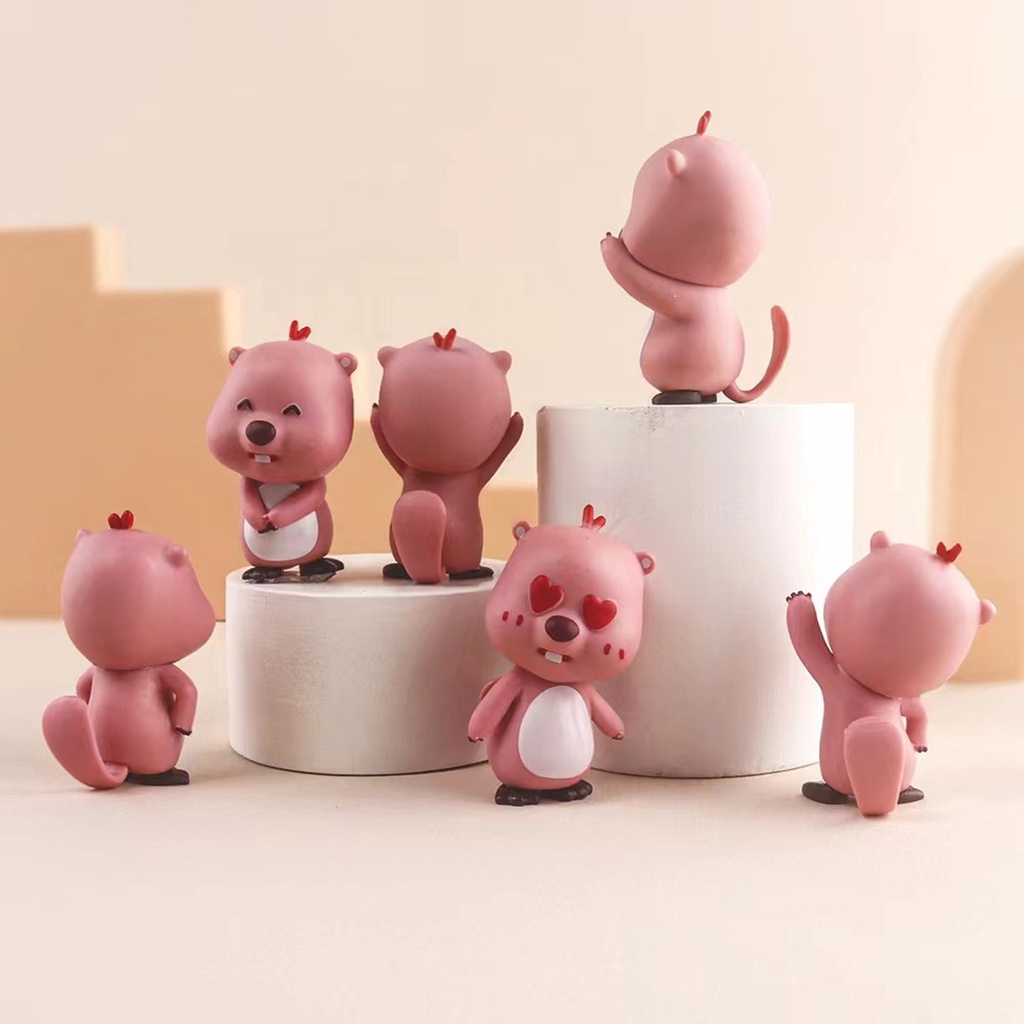 1 set 6 Đồ trang trí Nhân Vật anime pororo loopy Bằng pvc Dễ Thương Trang Trí Bàn Làm Việc