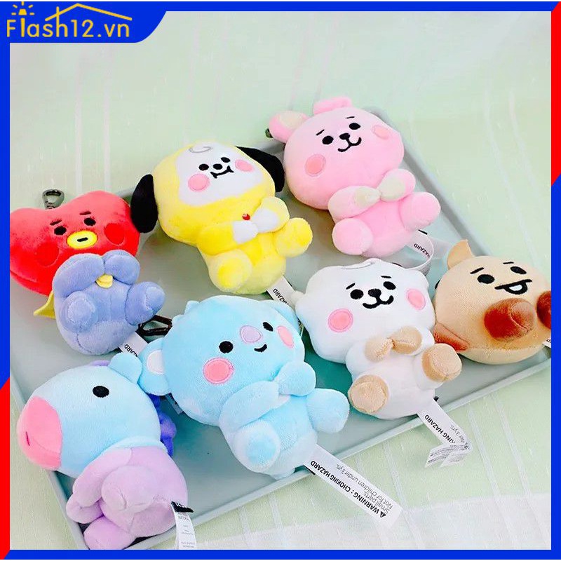 KPOP BTS BT21 Bé 12 cm/18 cm Búp Bê Ngồi TATA COOKY CHIMMY KOYA SHOOKY MANG RJ Bé Sang Trọng Móc Khóa flash12_vn