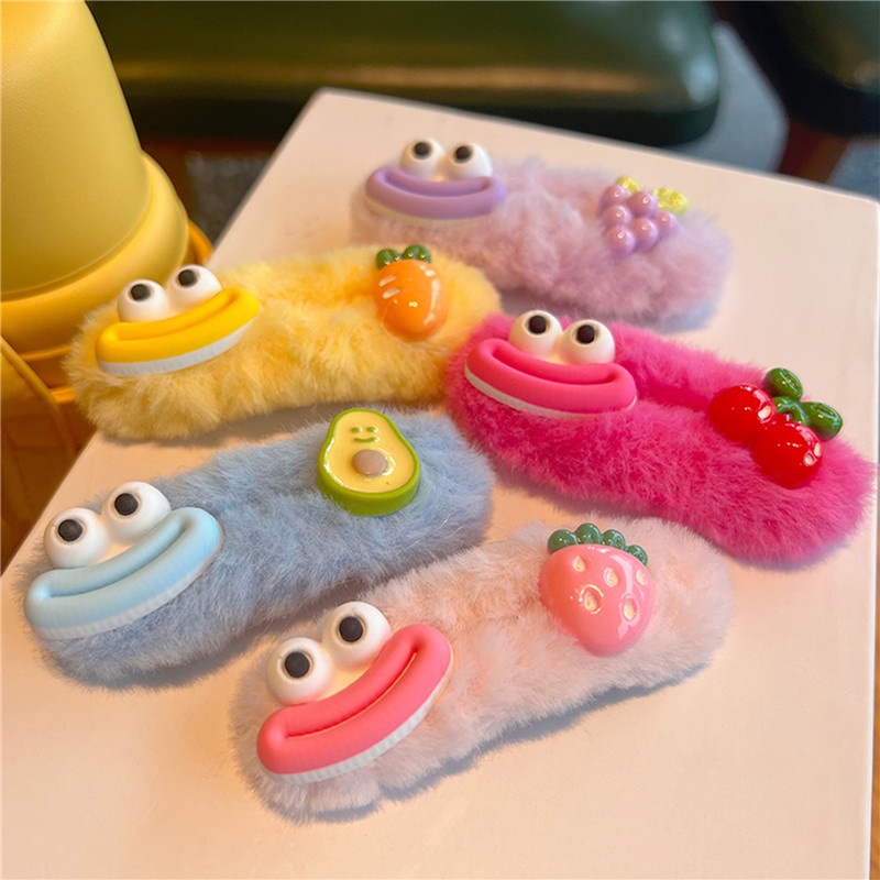 Kẹp Tóc Hình Quái Vật Mắt To Nhồi Bông Nhiều Màu Sắc Dễ Thương Cho Bé Gái