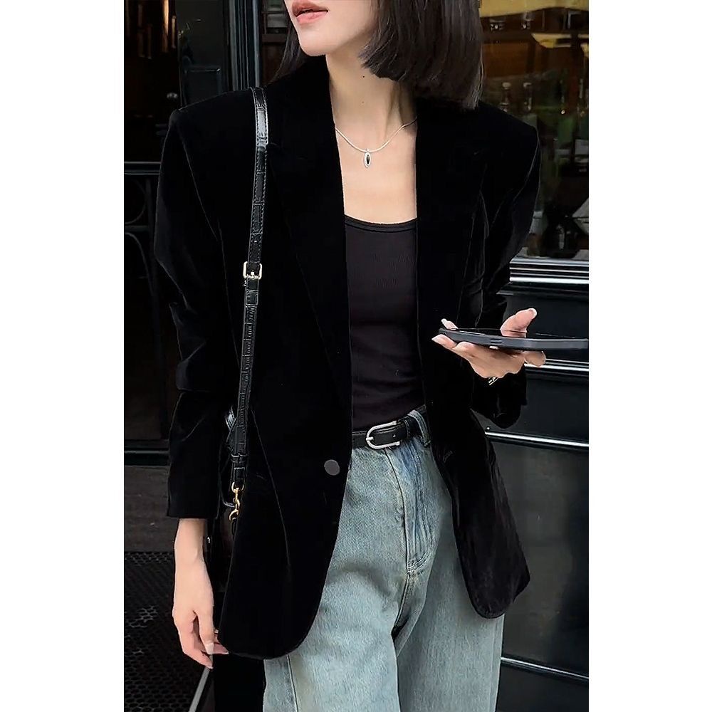 Áo Khoác blazer Chất Nhung Thời Trang Mùa Thu 2023 Cho Nữ