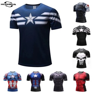 Áo Thun Thể Thao Mau Khô In Hình captain america Cho Nam