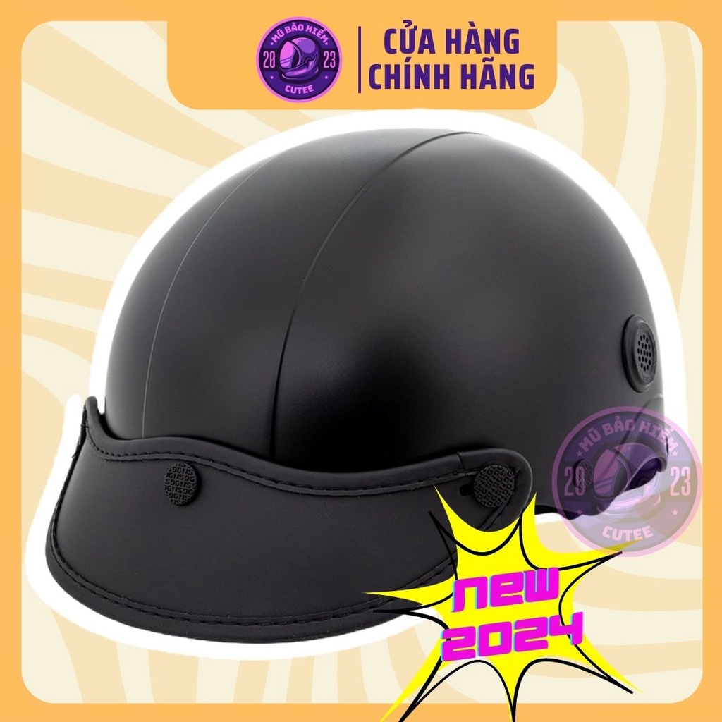 Mũ bảo hiểm giá rẻ, mũ bảo hiểm nón sơn trơn lưỡi trai nửa đầu nam nữ màu trắng, đen, xám thời trang - CUTEE HELMETS