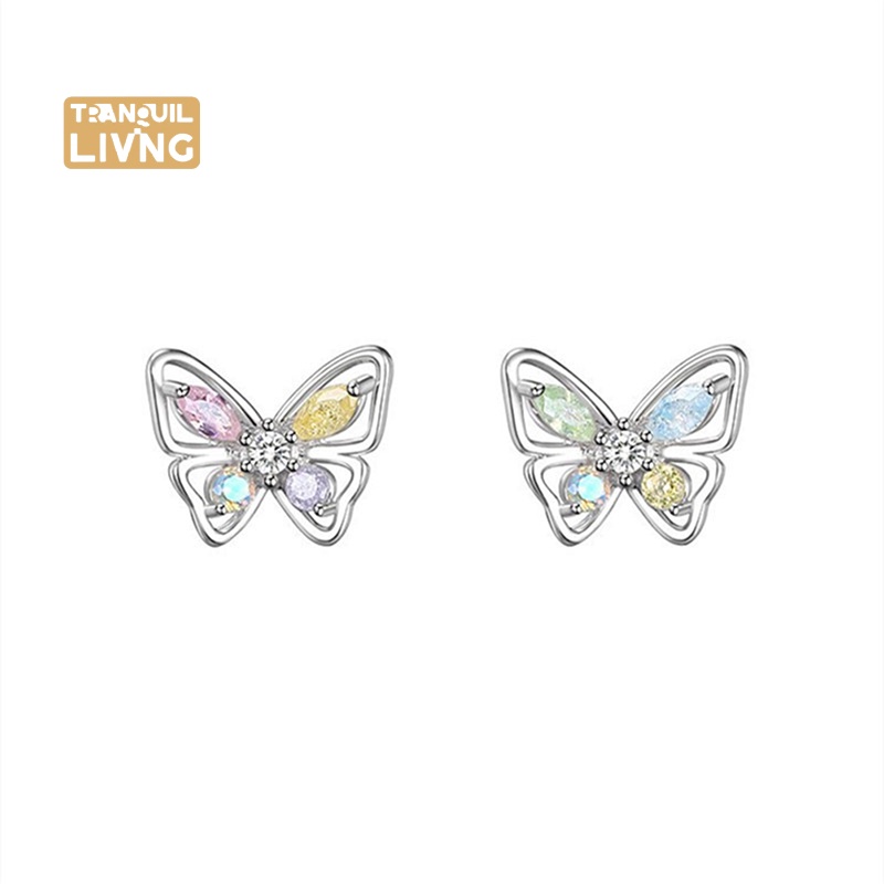 Bông Tai Hình Bướm Đính Đá zircon Pha Lê Mẫu mới Dành Cho Nữ