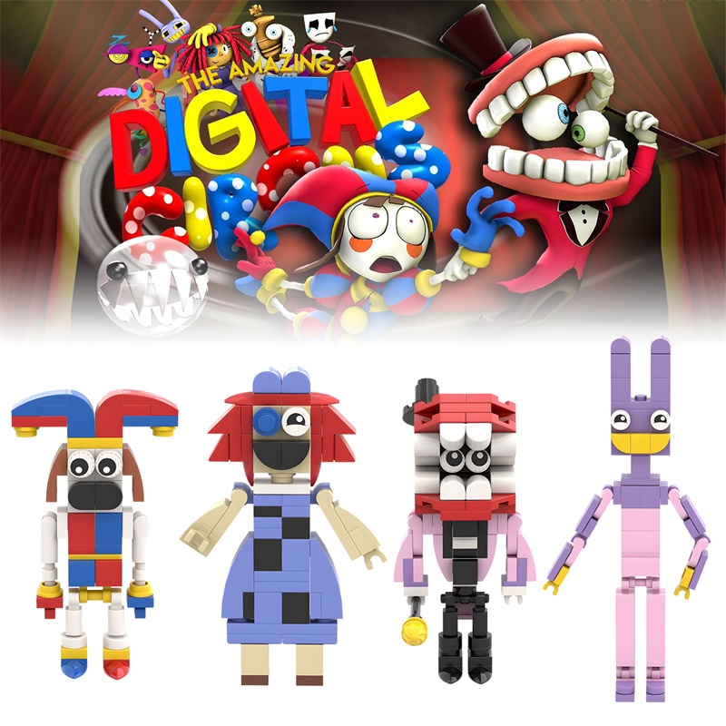 BuildMoc Magical Digital Circus Clown Bunny Khối xây dựng Pomni và Jax Gloink Búp bê Đồ chơi Giáng sinh cho trẻ em