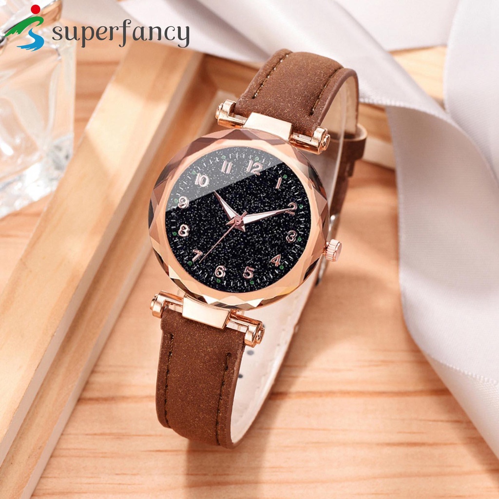 Đồng Hồ quartz Đính Đá Với Dây Đeo Da pu