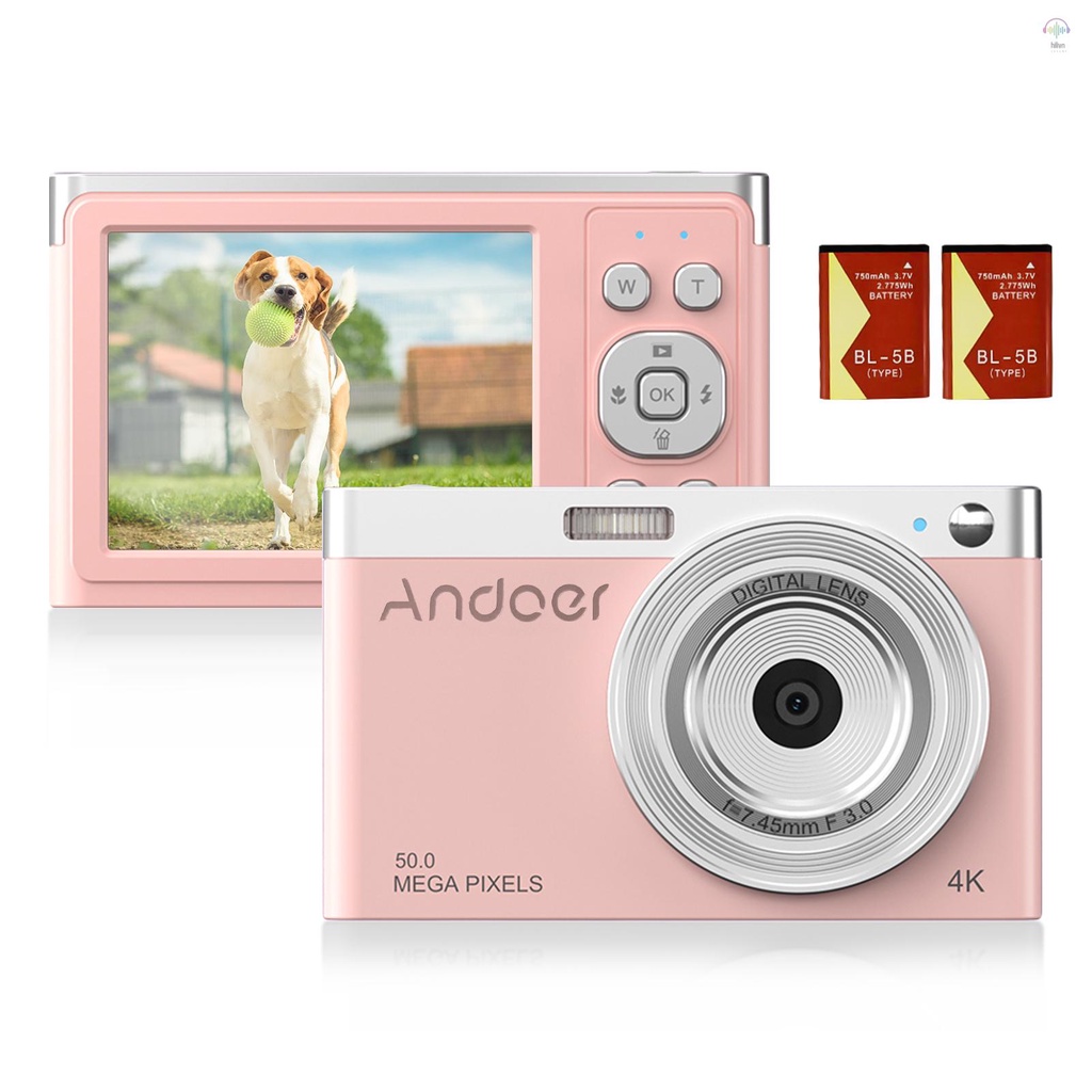 Aneng Máy Quay Kỹ Thuật Số andoer 4k 50mp 2.88inch Tự Động Lấy Nét 16x zoom Kèm 2 Pin