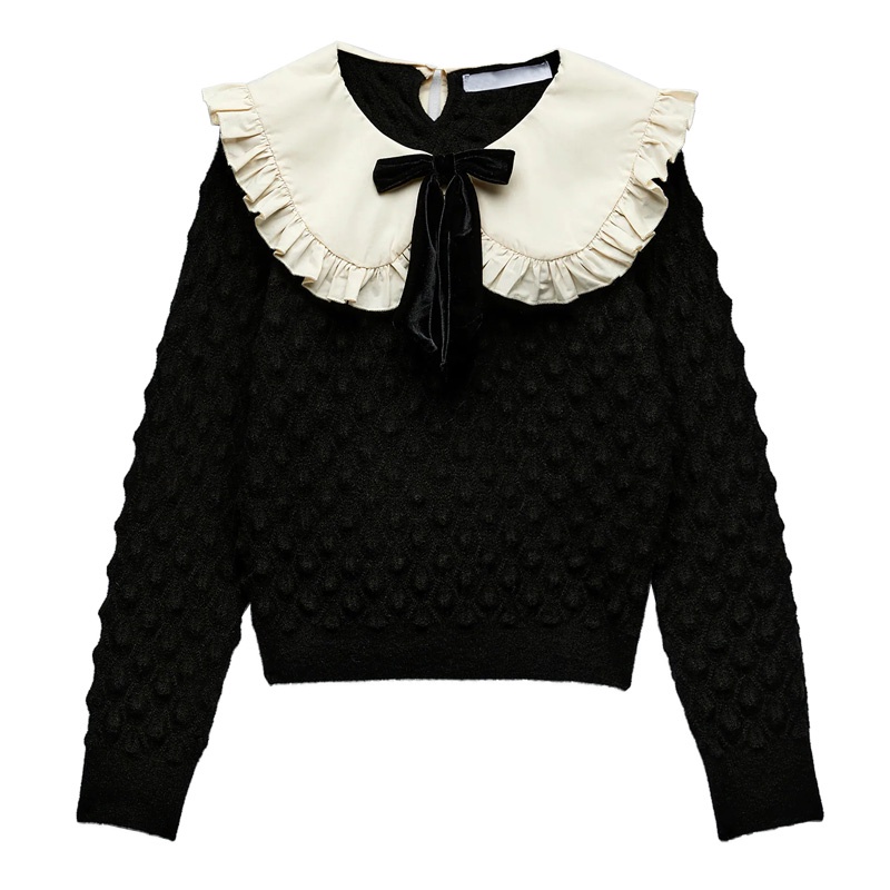 Zara Áo sweater Dệt Kim Cổ Búp Bê Thắt Nơ Thời Trang Thu Đông Cho Nữ09598011800