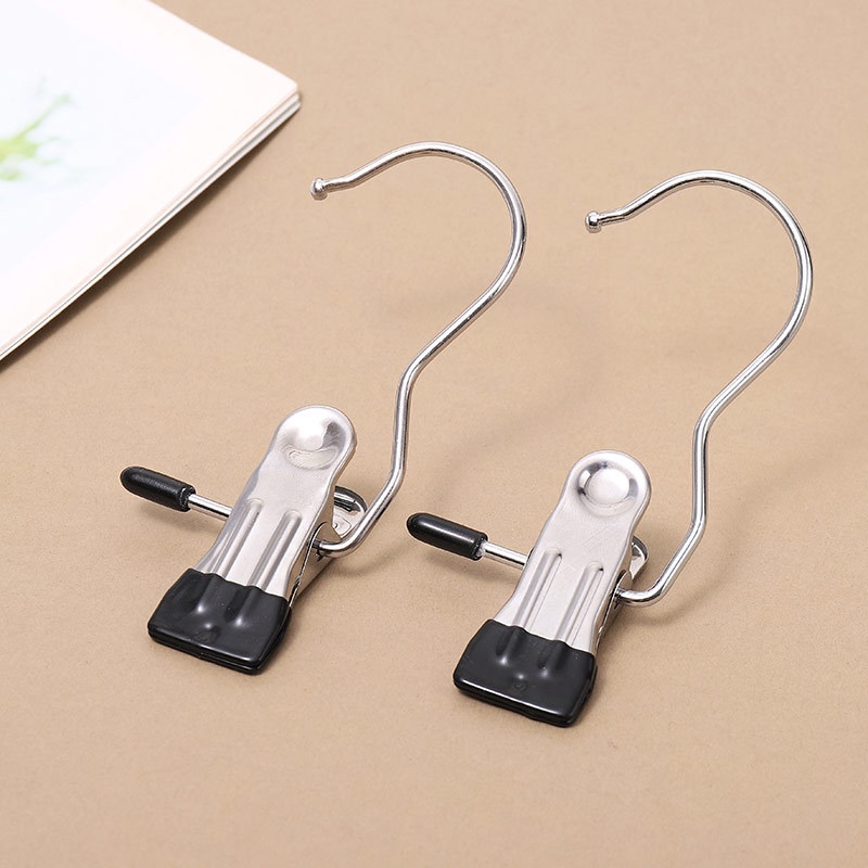 Móc Kẹp Đơn Inox Chống Han Gỉ Móc Treo Đồ Có Kẹp Chống Trượt Đa Năng Sáng Tạo  Treo Quần Áo Treo Tất Treo Vớ Nhỏ Gọn Tiện Lợi