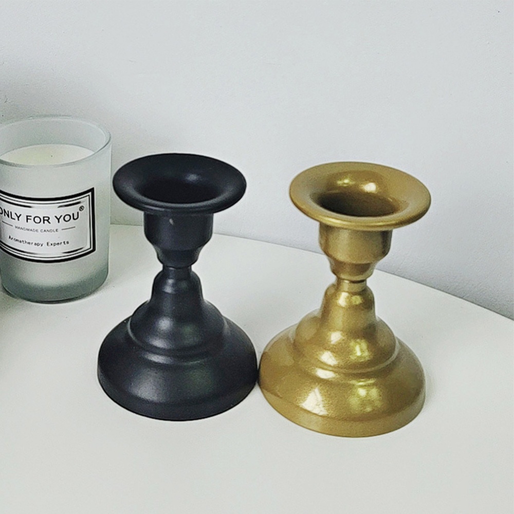 Chân Nến Bằng Kim Loại Màu Đen 7.6x5.6x4.3cm