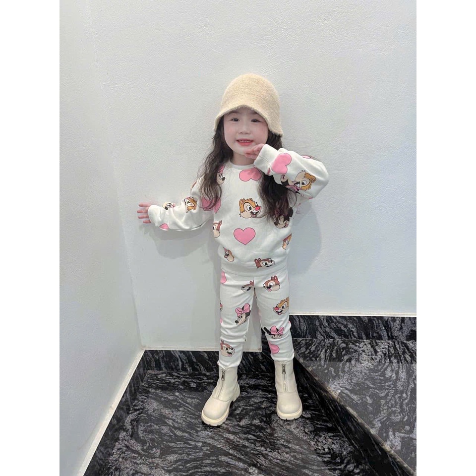 ✨MALINHKID✨BN035- Bộ nỉ da cá sóc màu trắng trẻ em VNXK