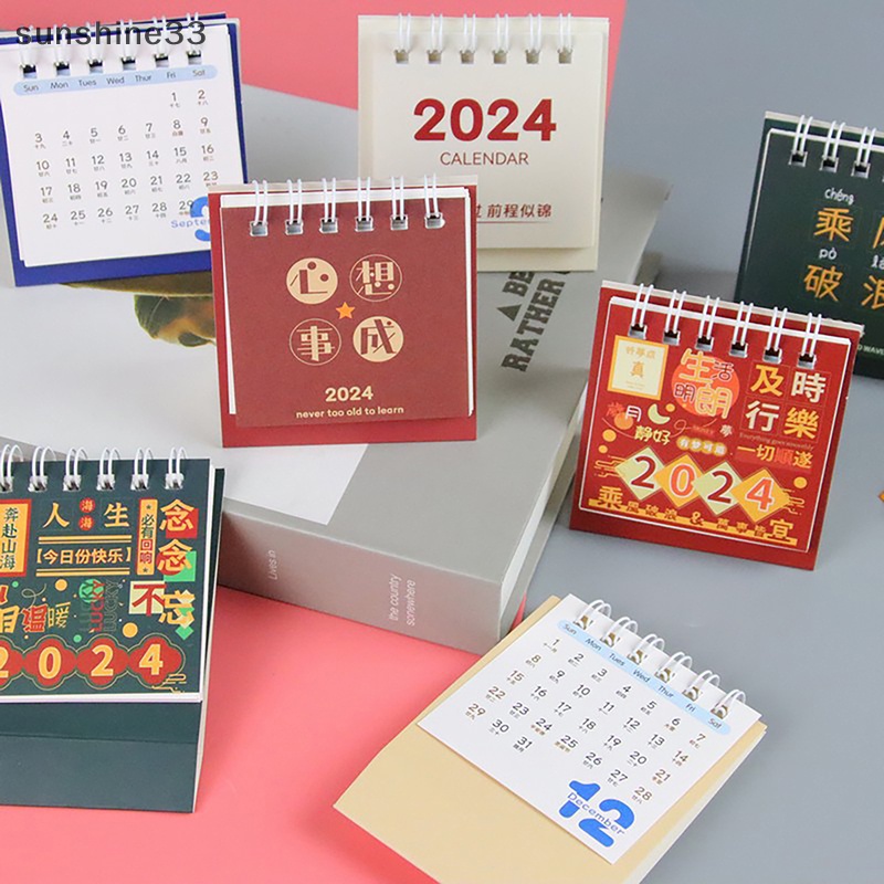 Lịch Để Bàn mini 2024 Dùng Ghi Chú Thời Gian Hàng Tháng