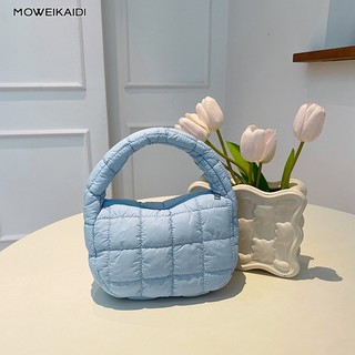 Moweikaidi Túi Xách Đeo Cánh Tay cotton Bong Bóng mini Xếp Ly Phong Cách Hàn Quốc Thu Đông