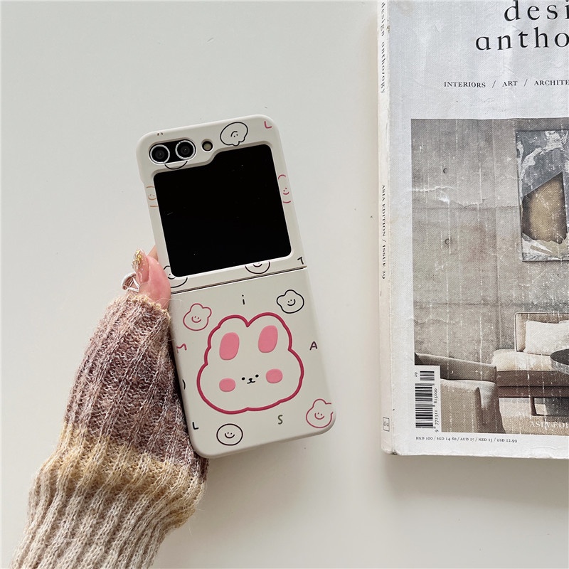 Hoạt Hình Ốp Điện Thoại Chống Sốc Có Dây Đeo Tay Và Bóng Lông Thỏ Cho samsung galaxy z flip 4 3 5 samsung z flip5 zflip5