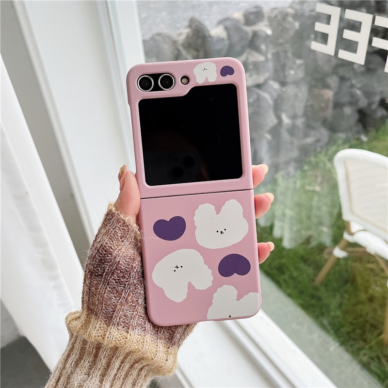 Hoạt Hình Ốp Điện Thoại Chống Sốc Có Dây Đeo Tay Và Bóng Lông Thỏ Cho samsung galaxy z flip 4 3 5 samsung z flip5 zflip5