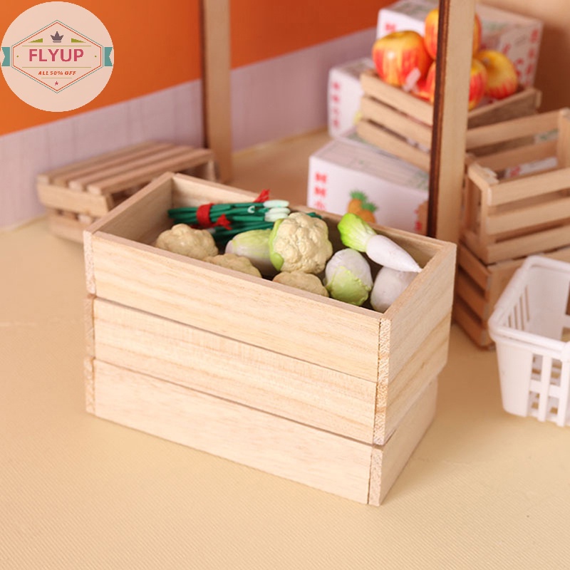 Giỏ Gỗ mini Đựng Trái Cây / Rau Củ Quả Trang Trí Nhà Búp Bê vn