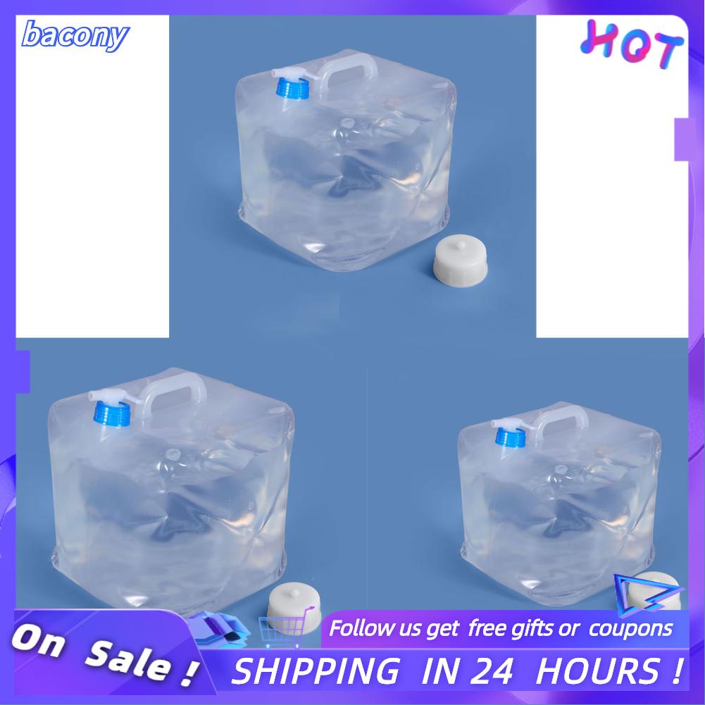 Bacony Collapsible Water Container Large Capacity with Tap Sealed Cap Folding Soft Carrier for Outdoor