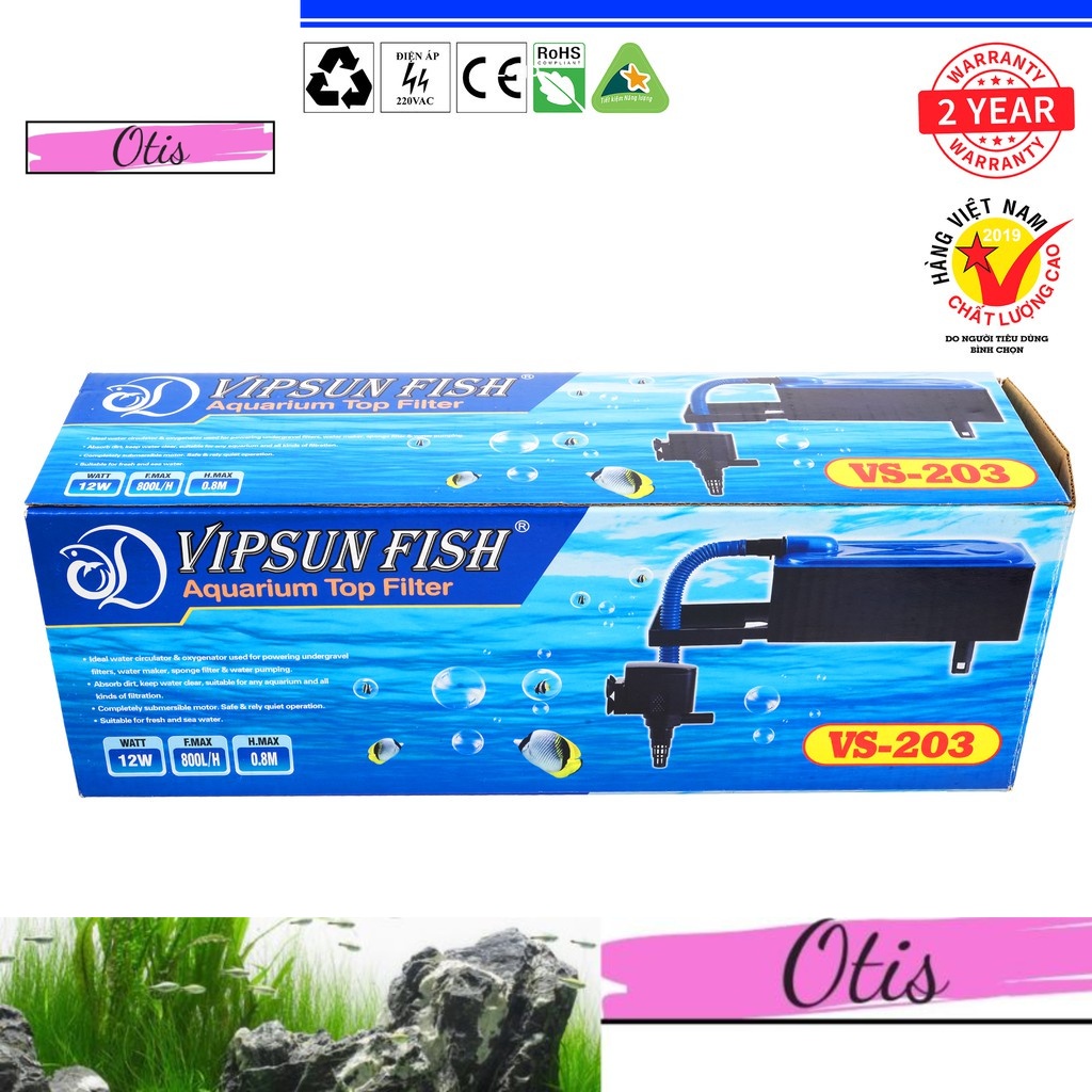 Máy Bơm Lọc Máng Hồ Cá Vipsun VS-203 - Có Bông Lọc
