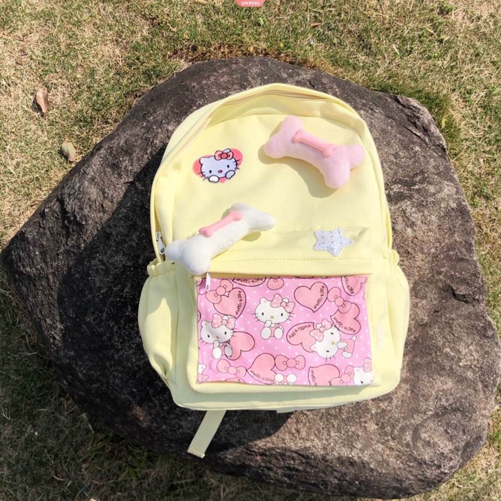 Ba Lô Đi Học Mẫu Mới 2023 new y2k Hình Hello Kitty Màu Vàng Sức Chứa Lớn Cho Nữ Sinh