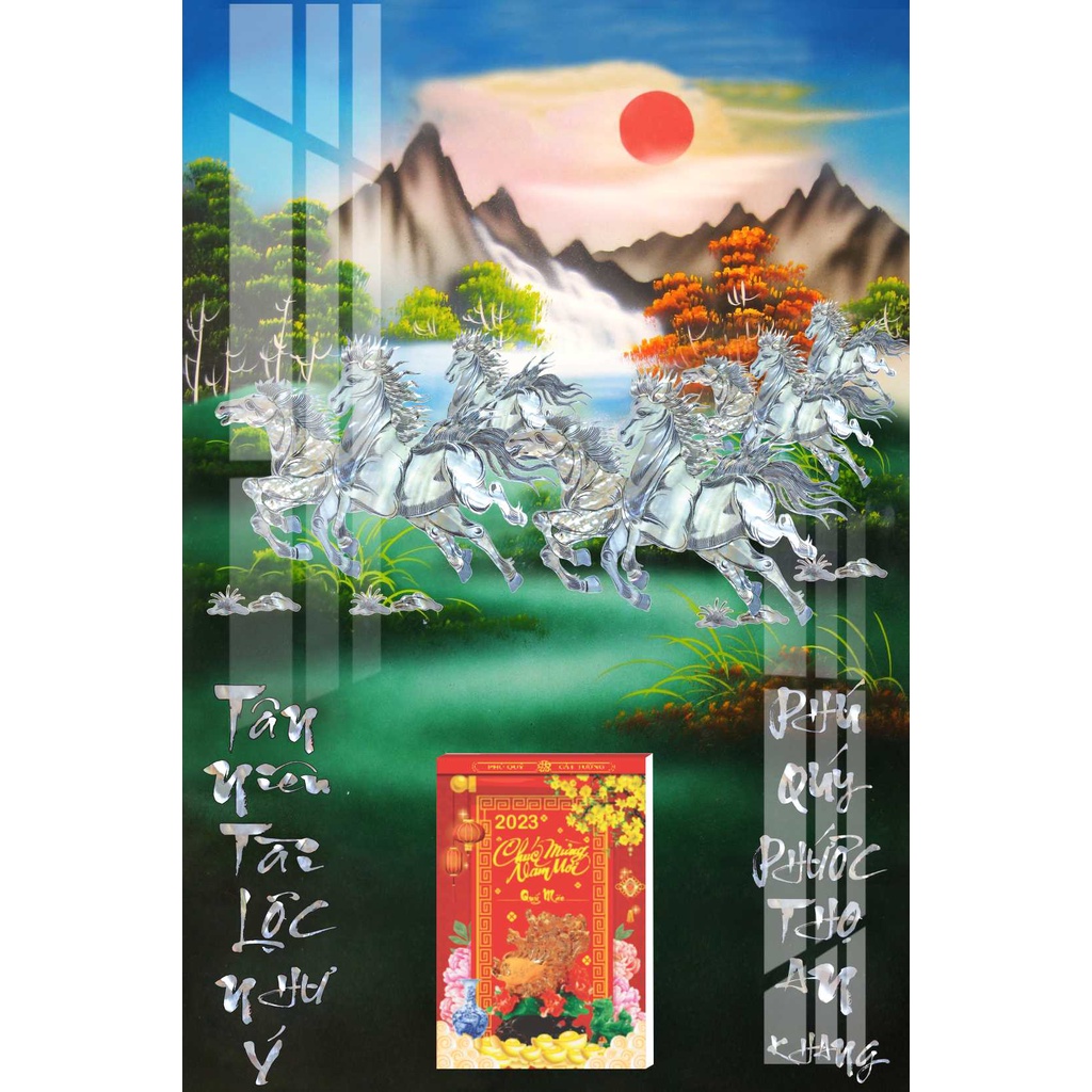 Lịch Mã Đáo Thành Công - Lịch Gỗ Treo Tường Laminate Tráng Gương 2024