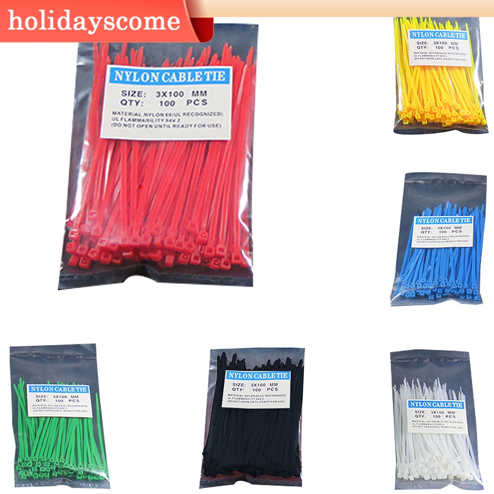 Set 1 / 2 / 3 / 5 Gói 100 Dây Buộc Dây Cáp nylon Có Thể Tái Sử Dụng Nhiều Màu Sắc