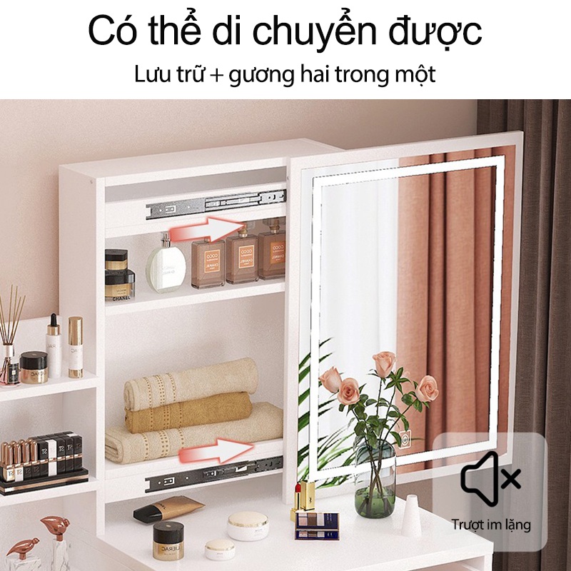 Bàn trang điểm chất lượng cao, Bàn trang điểm phong cách Hàn Quốc thiết kế sơn phủ chống thấm bàn trang điểm có ngăn kéo