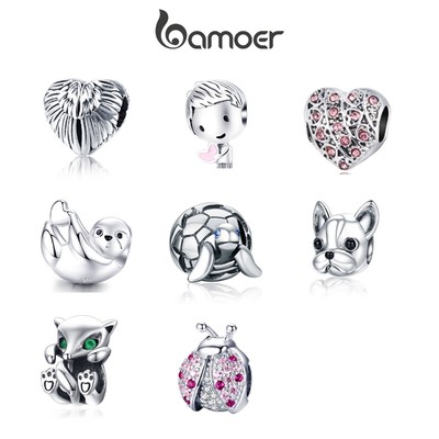 Hạt charm BAMOER AIC020 kiểu động vật thời trang dùng làm vòng tay thủ công lỗ 4.5mm