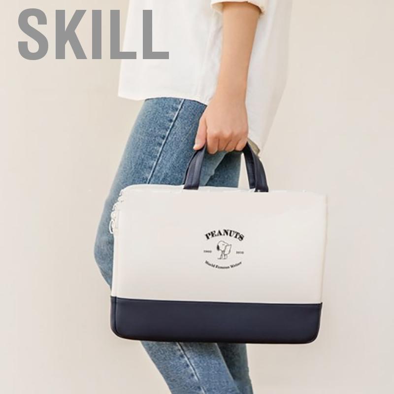 Skill Laptop Bag Cute Alphabet Patterns Waterproof Shock Resistant PU Leather Tablet with Handle