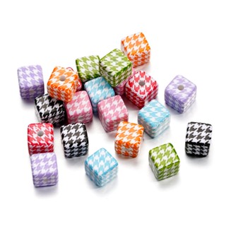 St. kunkka Bộ 4 Hạt Xỏ Vòng Tay / Dây Chuyền Hạt Cườm Vuông Nhiều Màu Bằng acrylic ab diy