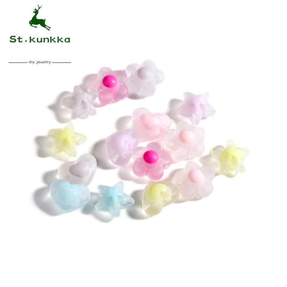 St.kunkka Bộ 20 Hạt Xỏ Hình Ngôi Sao Bằng acrylic Trong Suốt Dùng Làm Trang Sức diy