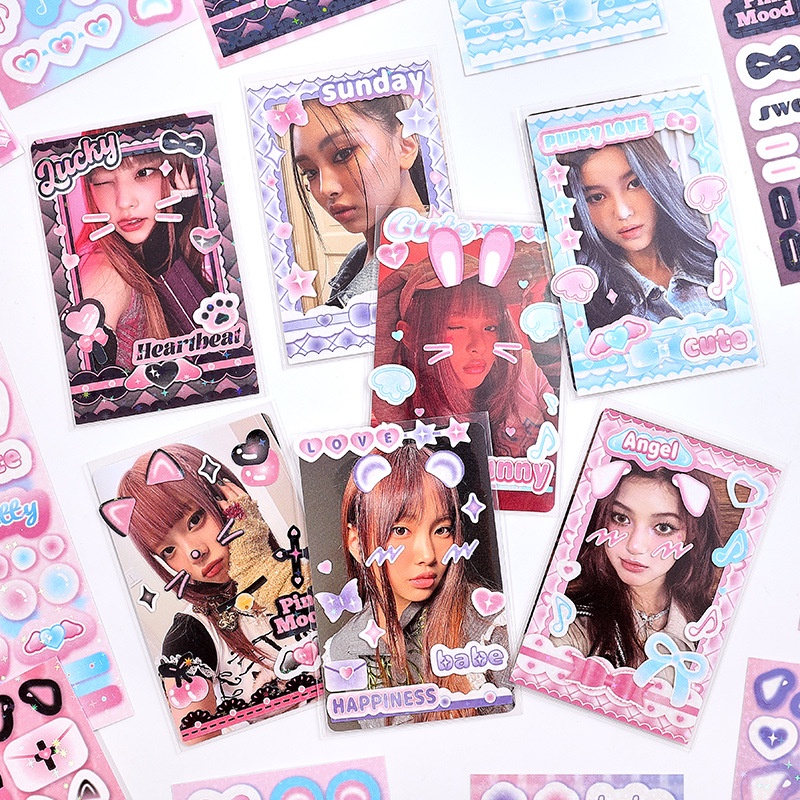 Miếng Dán Trang Trí Sổ Tay Hình Vuông Nhỏ Bằng Nhung Màu laser Phong Cách Hàn Quốc Độc Đáo diy ss903