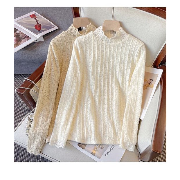 Áo Ren Tay Dài Cổ Cao Dày Dặn Thời Trang Thu Đông 2023 Dành Cho Nữ