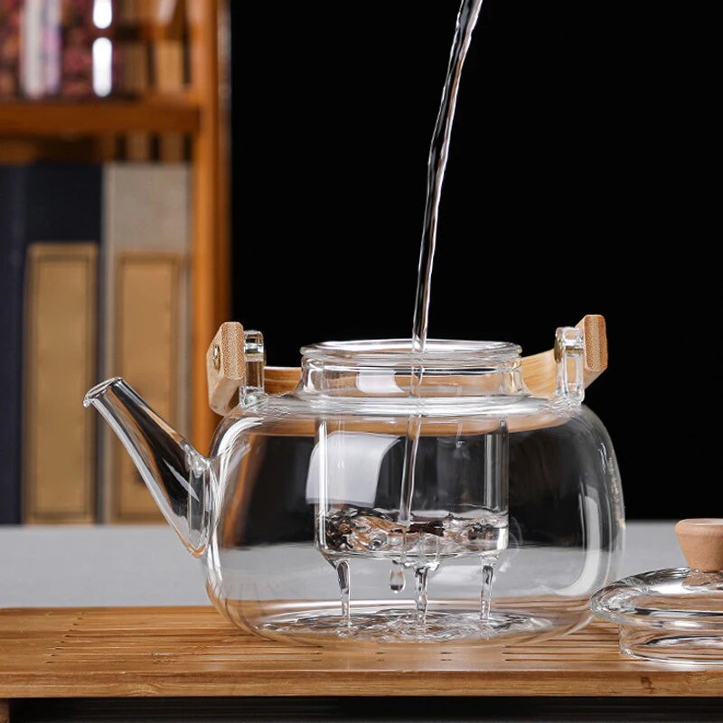 Ấm trà thủy tinh Borosilicate chịu nhiệt cao với bộ lọc có thể tháo rời