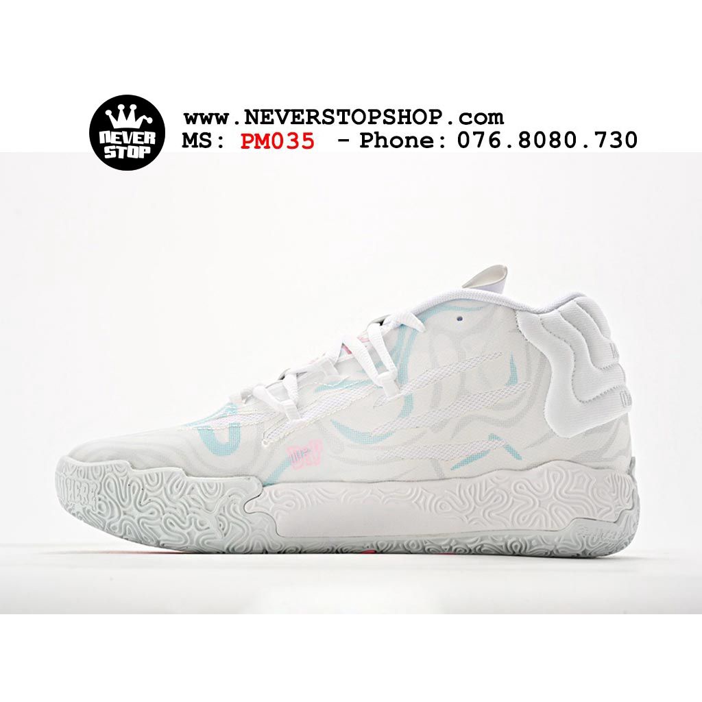 Giày bóng rổ PM MB 03 WHITE MARBLE mẫu mới, đế bám sân chuyên chơi indoor outdoor  | NeverStopShop.com