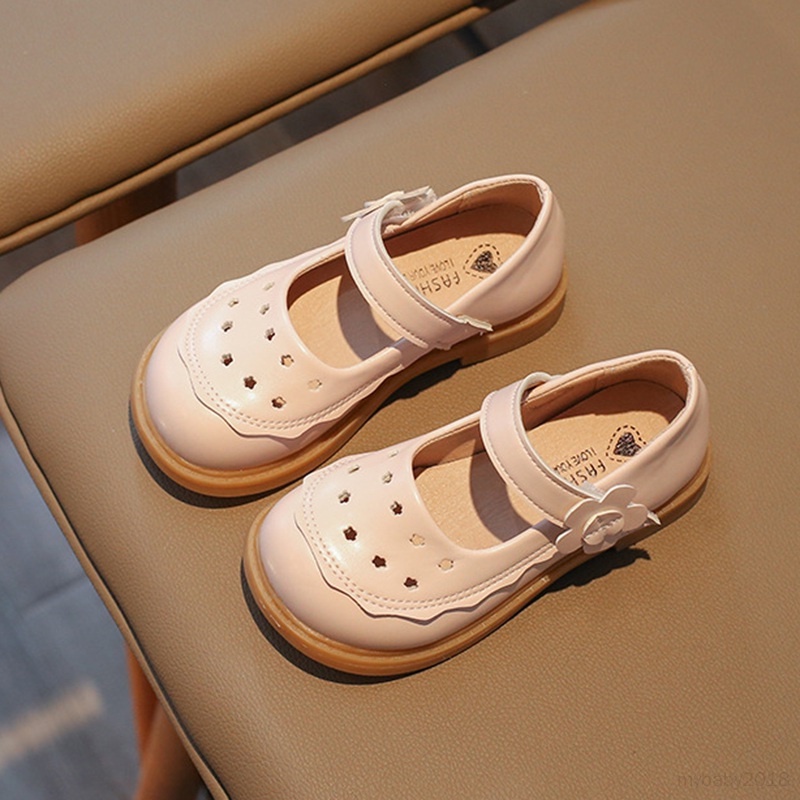 Giày Da Đế Mềm Chống Trượt Cho Bé Gái