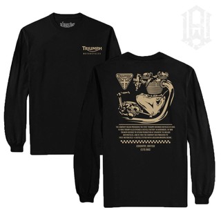Áo thun vải Blandwire Triumph có thương hiệu chính hãng | Biker Văn hóa tùy chỉnh dài tay | Áo thun xe máy | Triumph Vintage Distro Xe Máy Cổ Điển | Blandwire
