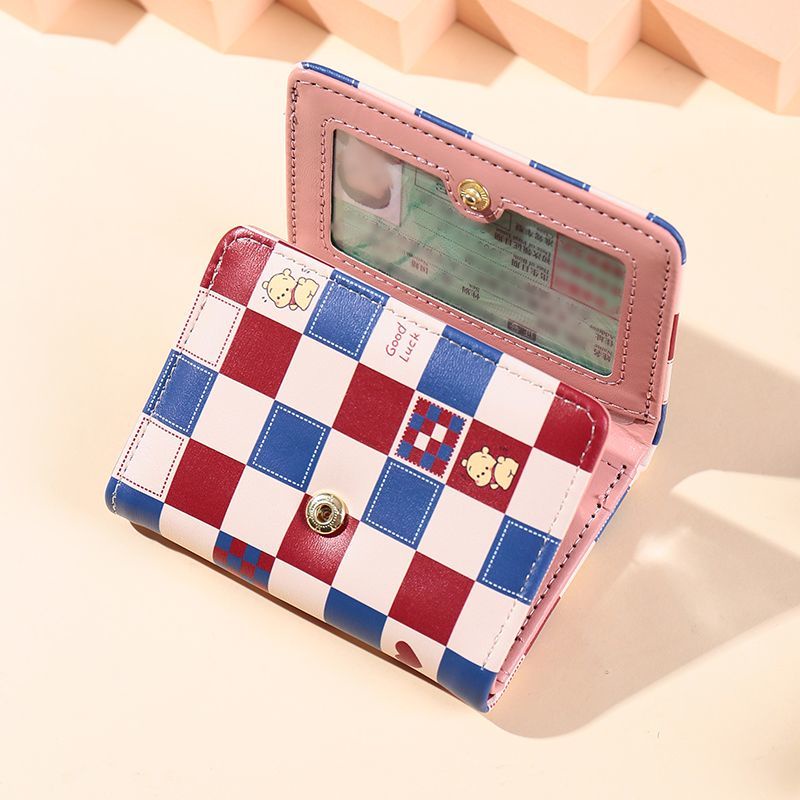 Ví Gập 30% Đựng Thẻ Đa Năng in Họa Tiết Caro Phong Cách Mới 2024 Cho Nữ