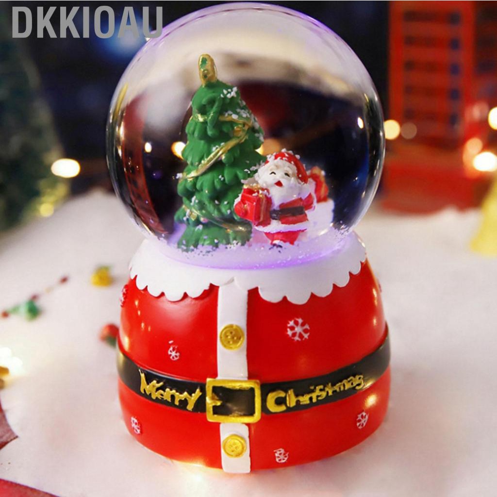 Dkkioau Luminous Christmas Music Box Crystal Ball Cartoon Santa Musical Snow Globe Decoration Ornament Home Decor