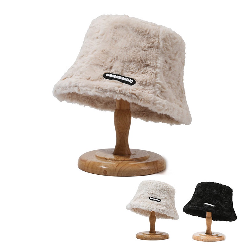 Mũ Bucket Chất Liệu cotton Phối Lông Thời Trang Mùa Đông Cho Nữ