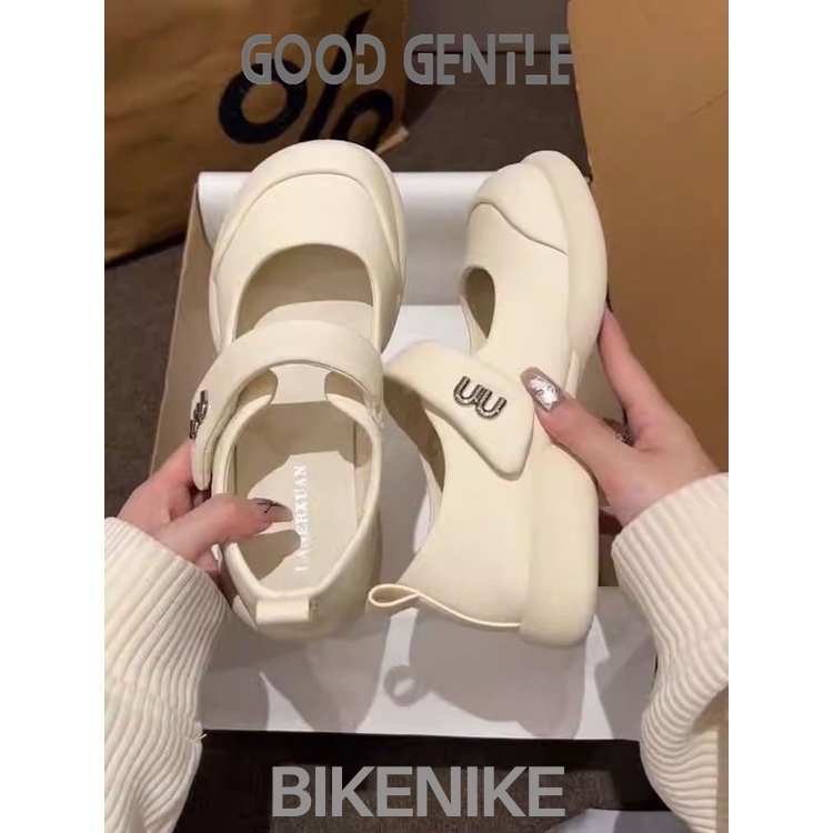 BIKENIKE Giày búp bê giày nữ 2023 NEW Mùa hè Vintage England phong cách thiết lập Mary Jane đơn giày23073103