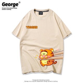 Áo thun nữ form rộng cotton cổ tròn in basic