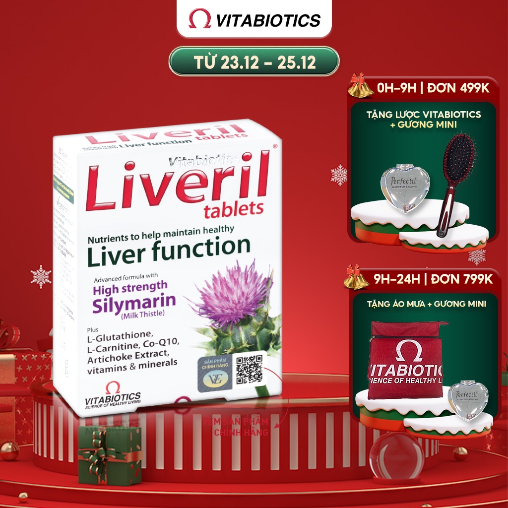 Viên Uống Giải Độc Gan Vitabiotics LIVERIL Bổ Sung Khoáng Chất Hỗ Trợ Chức Năng Gan, Tăng Cường Sức Đề Kháng 30 Viên