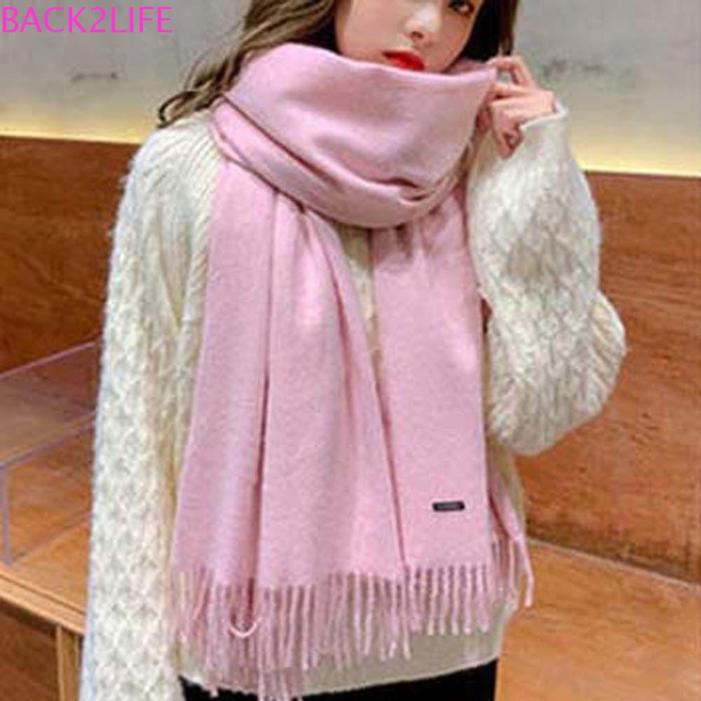 Back2life Khăn Choàng Cổ Bằng Len cashmere Mềm Mại Phối Tua Rua Phong Cách Hàn Quốc Cổ Điển