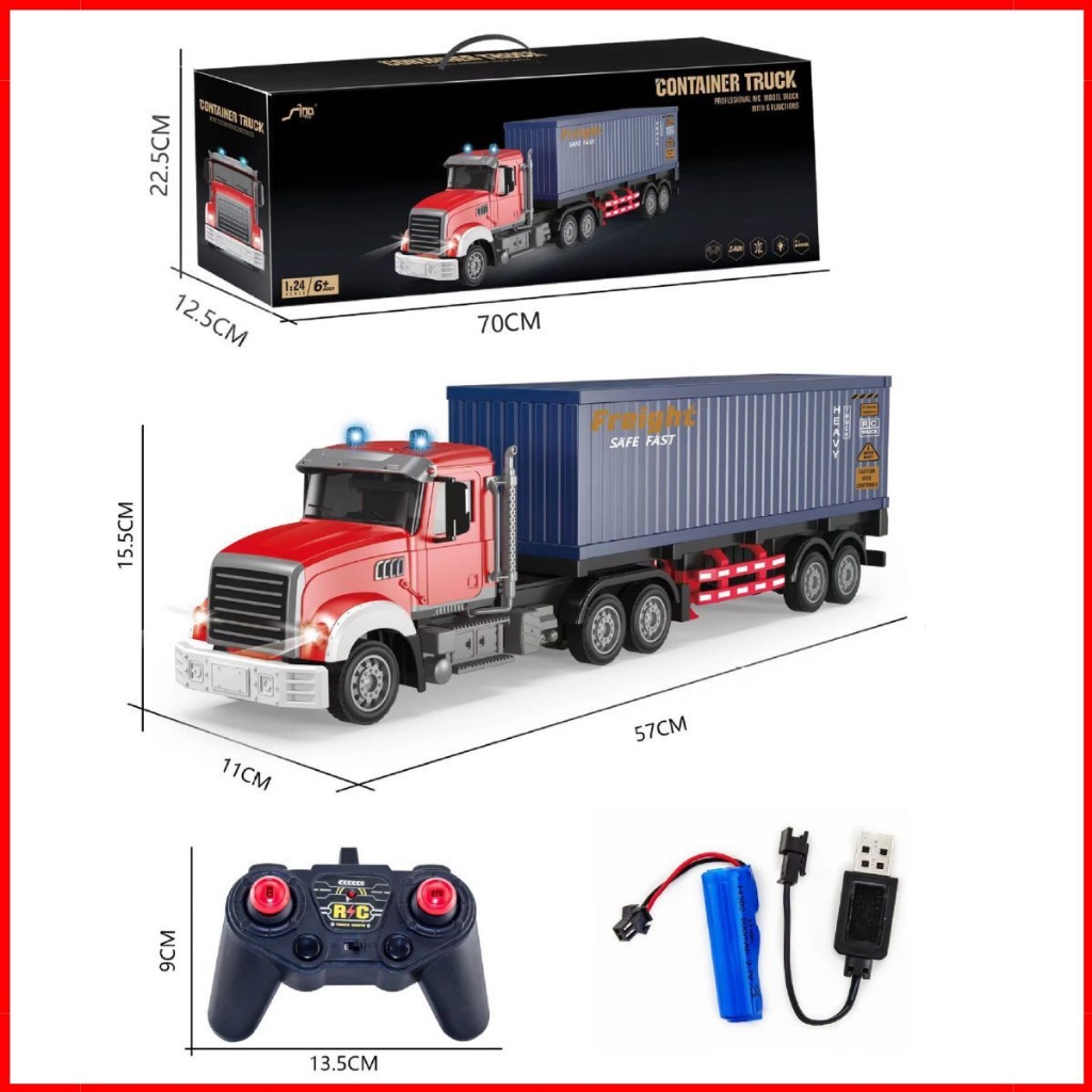( SAle sốc ) Xe Đầu Kéo Container,Xe Rơ Mooc Chở Hàng Phong Cách Âu-Mỹ Điều Khiển Từ Xa 6 Chiều RC 2.4G Có