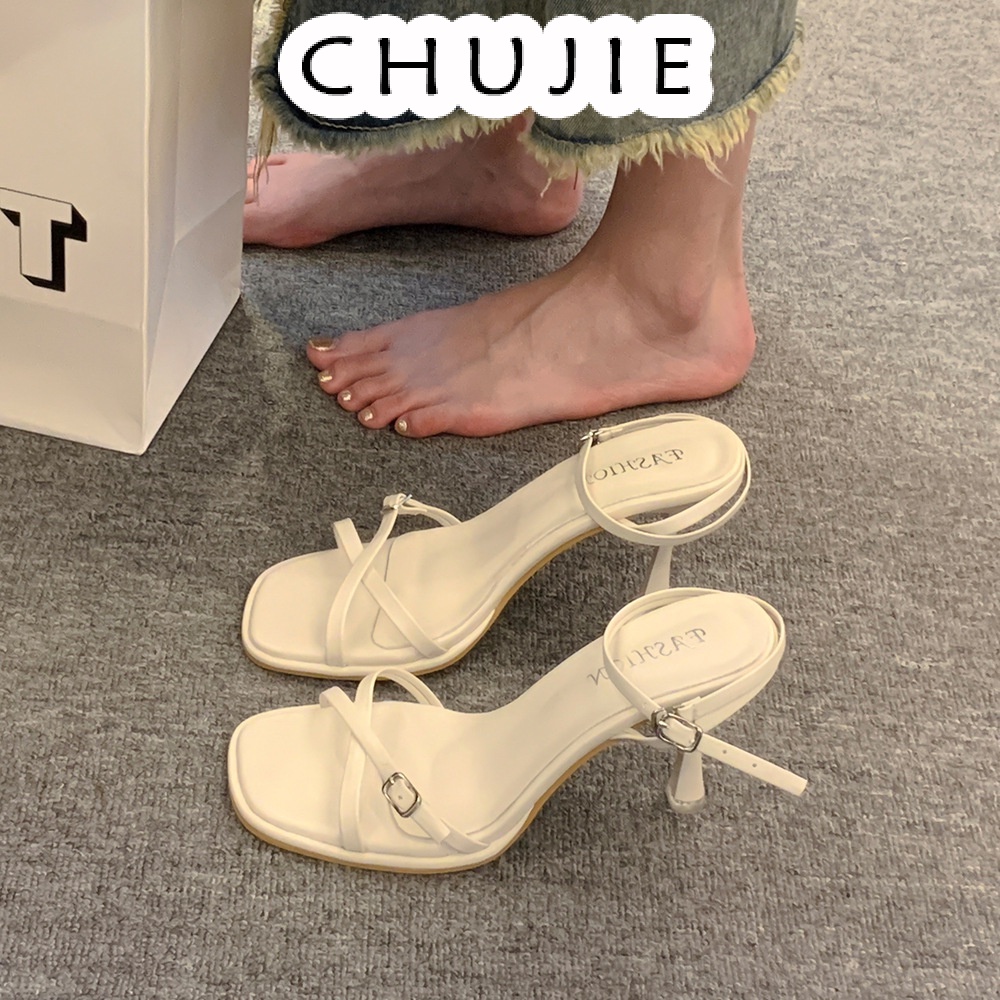 CHUJIE giày cao gót Sandal Cao Gót Hở Ngón Thiết Kế Mới Thời Trang Dành Cho Năm 2023 27Z23062706
