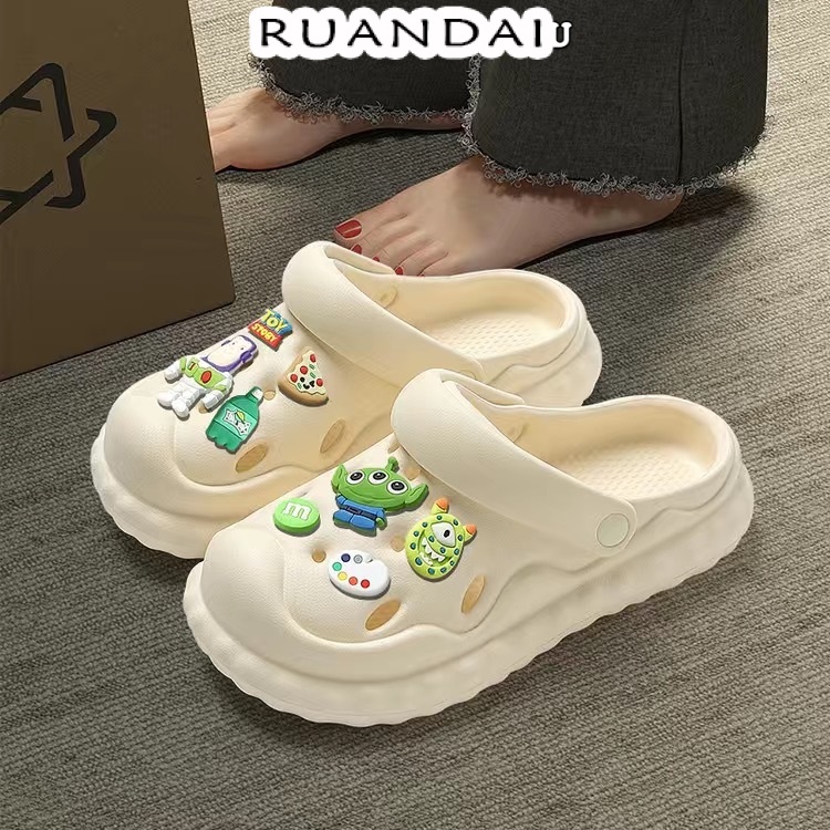 RUANDAI dép cross bánh mì dép dép bánh mì nữ Đàn hồi tốt Thoáng khí Bảnh bao Tiện dụng B91H09M 43Z231026