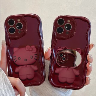 Ốp Lưng Silicone TráNg Gương HìNh Kitty Cho IPhone 11 13 14 15 12 Pro MAX 7 8 6 6S Plus XS MAX X XR 14Pro SE 2020